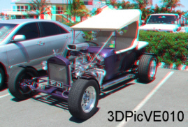 1923 coupe Hot Rod Purple Chrome Beast 3D Anaglyph